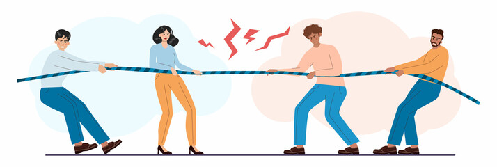 conflict concept. business controversy or disagreement. communicative