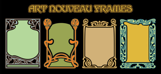 Wall Mural - Art Nouveau Vintage Decorative Frames. 1920s-1930s Modern Style And Colors Backgrounds Set