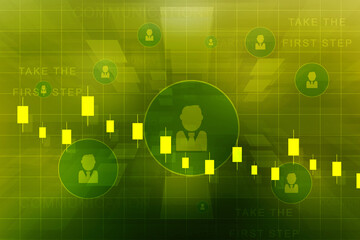 Poster - 2d rendering Stock market online business concept. business Graph 