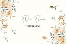 Watercolor Yellow Floral Frame Background