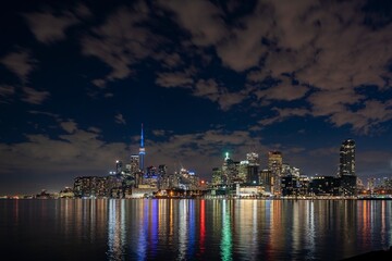 Wall Mural - Toronto s skyline at dusk as seen from Polson Pier