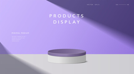 Wall Mural - Abstract minimal scene, cylinder podium in purple background for product presentation displays.