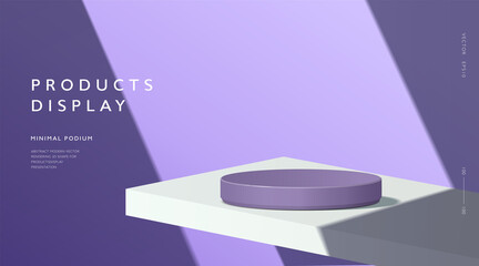 Wall Mural - Abstract minimal scene, cylinder podium in purple background for product presentation displays.