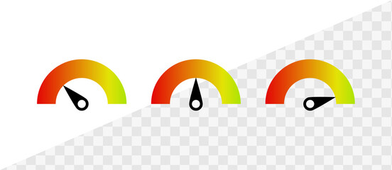 Aufkleber - Feedback Speedometer slider icon sign with Satisfaction meter scale and arrow direction, tachometer level scale with rating frame - Speed indicator sign button - Fast speed signs