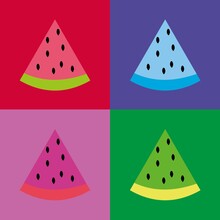 Watermelon In 4 Different Colors On 4 Different Backgrounds
