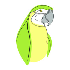 Sticker - Parrot one line drawing on white isolated background