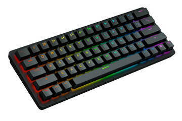 Poster - Black computer keyboard with rgb colors isolated on white background.