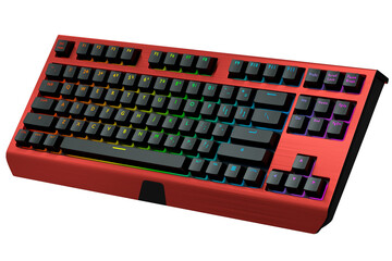 Wall Mural - Red computer keyboard with rgb colors isolated on white background.