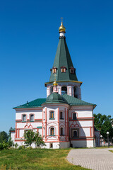 Sticker - View of house church, rectory corpus and bell tower of Valday Iversky orthodox monastery. Novgorod region, Russia