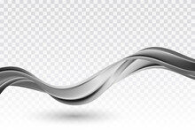 Abstract Vector Gray Wave Flow On Transparent Background.Gray Abstract Wave Motion.