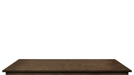 Wall Mural - Brown wooden table top isolated on white background. Used for display or montage your products.