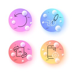 Poster - recovery data, brush and seo phone minimal line icons. 3d spheres or balls buttons. technical algori