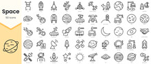 Set Of Space Icons. Simple Line Art Style Icons Pack. Vector Illustration