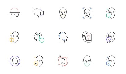 Poster - face recognize line icons. biometrics detection, face id and scanning. identification linear icon se