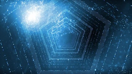 Poster - looping digital technology tunnel travel motion graphic.