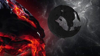 Wall Mural - planet earth and the moon destroyed after asteroid impact 3d rendering, cinematic view of earth and 