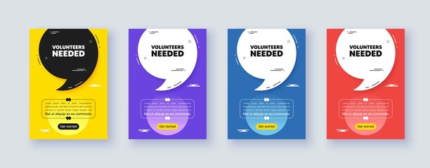 Poster - poster frame with quote, comma. volunteers needed tag. volunteering service sign. charity work symbo