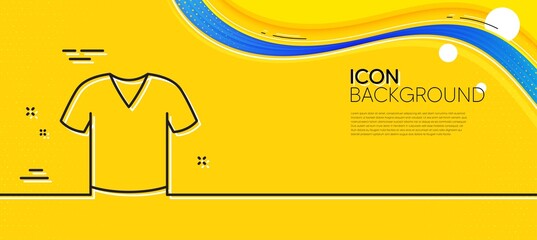 T-shirt line icon. Abstract yellow background. Tee shirt wear sign. Fabric sport clothes symbol. Minimal t-shirt line icon. Wave banner concept. Vector