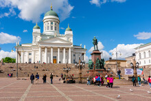 Helsinki Cathedral And Tzar Alexander II Monument On Senate Square, Finland