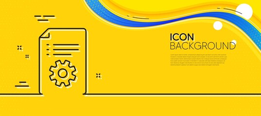 Poster - Technical documentation line icon. Abstract yellow background. Instruction sign. Minimal technical documentation line icon. Wave banner concept. Vector