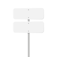 Wall Mural - road, traffic sign. highway signboard on a chrome metal pole. blank white board with place for text.