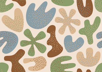 Wall Mural - Various modern free form shapes and doodle objects seamless pattern. Trendy contemporary pattern.