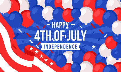 Flat 4th of july - independence day balloons background