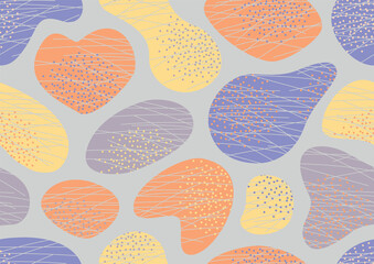 Wall Mural - Various modern free form shapes and doodle objects seamless pattern. Trendy contemporary pattern.