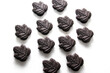 Delicious and exquisite chocolate cookies made with natural sweetener maple syrup in the shape of a traditional tree leaf from the culture of Canada
