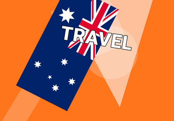 Australia travel. Government flag on colorful.  Canberra  Australia travel concept