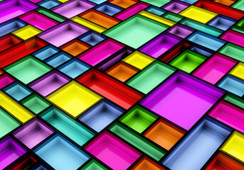 Poster - Rainbow background. Abstract geometric pattern. Texture with different bright colors. Abstract background. Colorful scenery for your design. Geometric background visualization. 3d rendering.