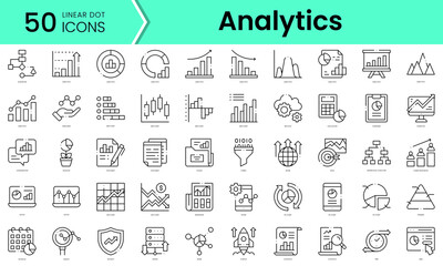 Set of analytics icons. Line art style icons bundle. vector illustration