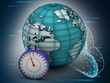 © uthradamgraphics - 3d illustration stopwatch with globe