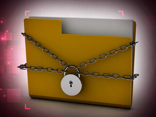 Poster - 3d rendering folder secure locked 
