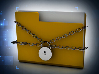 Poster - 3d rendering folder secure locked 