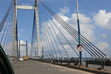 Fototapeta Most - HOWRAH, WEST BENGAL , INDIA - JULY 8TH 2018 : Vidyasagar Setu (Bridge) over river Ganges, 2nd Hooghly Bridge. Connects Howrah and Kolkata, Longest Cable - stayed bridge in India.