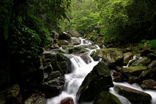 Natural Qingshan Falls Trail With Boulder Scramble Around The Shimen Area At Taipei, Taiwan
