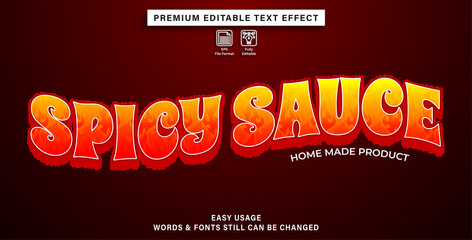 spicy sauce editable text effect, text graphic style, font effect.