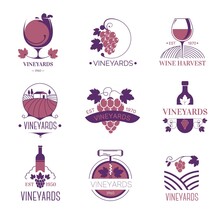 Wine Making And Vineyard, Viticulture Logotypes