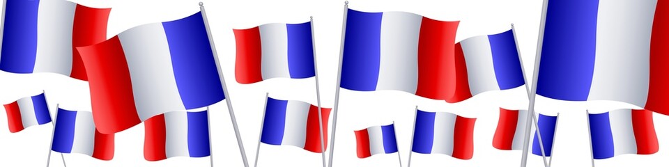 Wall Mural - Drapeaux Français sur fond blanc