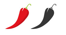 Perrep Chili Icon Isolated On White Background Vector Flat Red Or Cayenne Black Shape Silhouette Pictogram Clipart Graphic Illustration Image