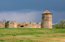 Ukraine - Bilhorod-Dnistrovskyi - The Tower And The Remains Of The Wall Of The Once Powerful Belgorod-Dniester Fortress Near Odessa