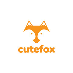 Poster - cute head flat modern fox orange logo design vector graphic symbol icon illustration creative idea