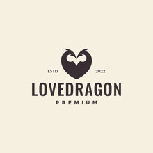 Two Dragon Love Vintage Logo Design Vector Graphic Symbol Icon Illustration Creative Idea
