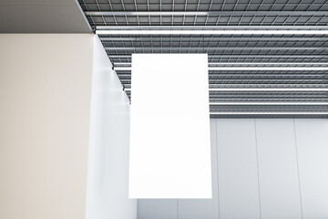 Wall Mural - Close up of empty white stopper hanging in concrete interior with industrial ceiling. Mock up, 3D Rendering.