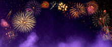 Fireworks With Abstract Bokeh Background