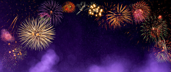 Wall Mural - fireworks with abstract bokeh background