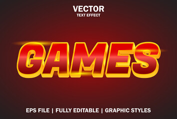 games text effect with red color for brand