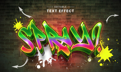 Wall Mural - Editable Graffiti Text Effect. Wall Art Sign Style