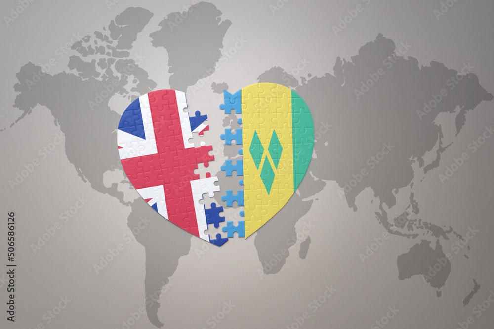 puzzle heart with the national flag of saint vincent and the grenadines ...